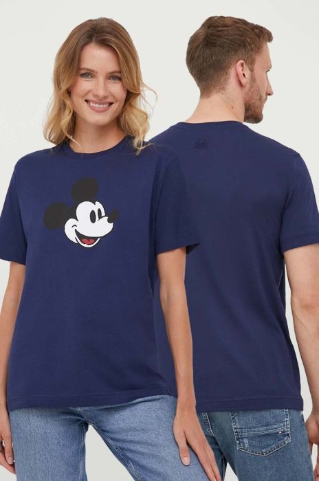 Бавовняна футболка United Colors of Benetton DISNEY колір синій з принтом Бавовняна футболка United Colors of Benetton DISNEY колір синій з принтом
