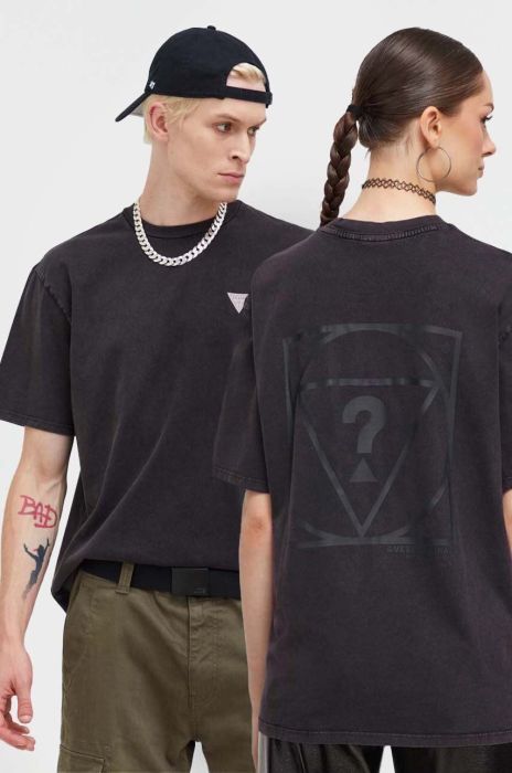 Бавовняна футболка Guess Originals колір чорний однотонний Бавовняна футболка Guess Originals колір чорний однотонний