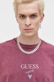 Бавовняна футболка Guess Originals колір фіолетовий з принтом Бавовняна футболка Guess Originals колір фіолетовий з принтом