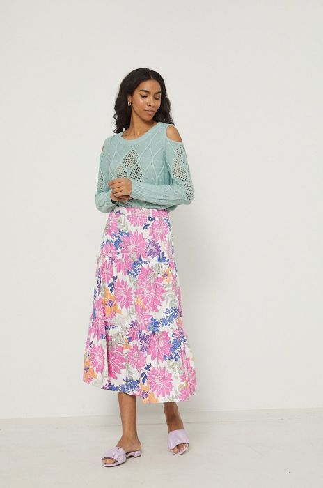 Бавовняна спідниця Medicine колір білий midi розкльошена