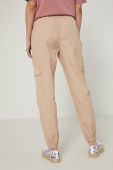 Бавовняні штани Medicine жіночі колір бежевий фасон jogger висока посадка Бавовняні штани Medicine жіночі колір бежевий фасон jogger висока посадка