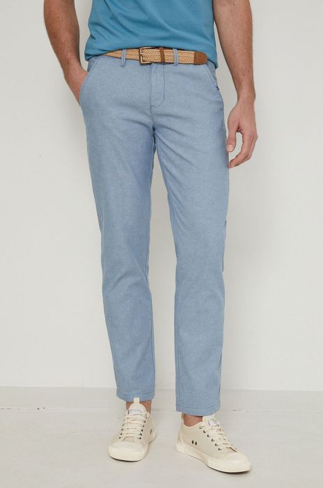 Льняні штани Medicine чоловічі прямі колір блакитний Льняні штани Medicine чоловічі прямі колір блакитний