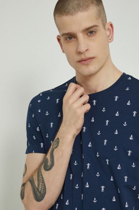 Бавовняна футболка Medicine колір синій візерунок (2267031)