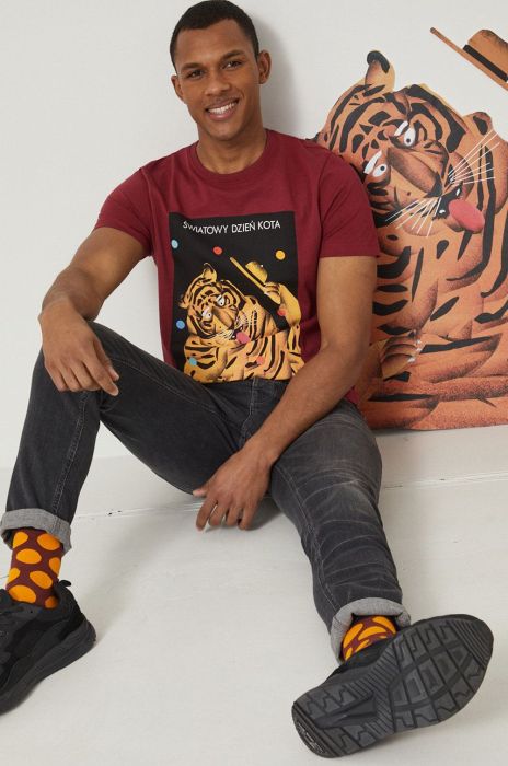 Бавовняна футболка Medicine колір бордовий однотонна