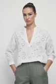 Бавовняна блузка Medicine жіноча колір білий з аплікацією (3307559) Бавовняна блузка Medicine жіноча колір білий з аплікацією (3307559)