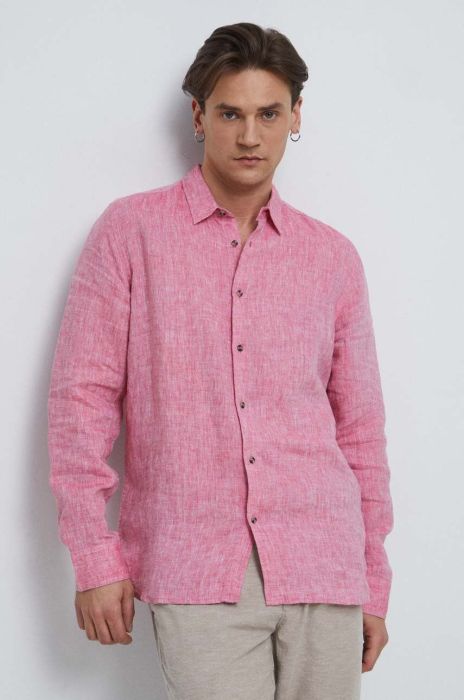 Сорочка з льону Medicine колір червоний regular класичний комір