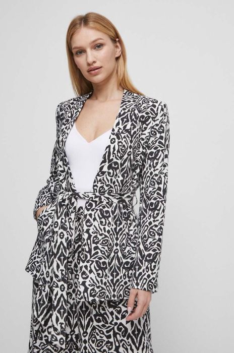 Льняний жакет Medicine колір бежевий oversize візерунок Льняний жакет Medicine колір бежевий oversize візерунок