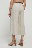 Льняні штани Medicine жіночі колір бежевий кюлоти висока посадка (3293384) Льняні штани Medicine жіночі колір бежевий кюлоти висока посадка (3293384)
