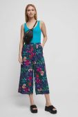 Штани Medicine жіночі колір бірюзовий кюлоти висока посадка Штани Medicine жіночі колір бірюзовий кюлоти висока посадка