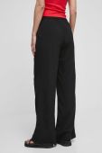 Штани з домішкою льону Medicine жіночі колір чорний широке висока посадка Штани з домішкою льону Medicine жіночі колір чорний широке висока посадка