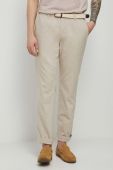 Льняні штани Medicine чоловічі колір бежевий фасон chinos Льняні штани Medicine чоловічі колір бежевий фасон chinos