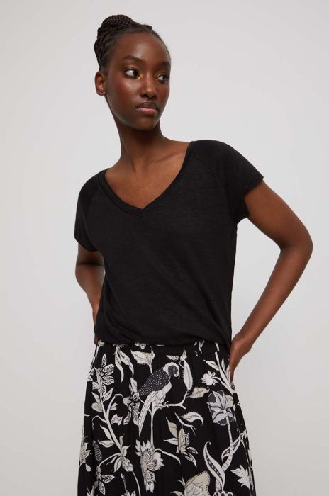 Льняна футболка Medicine колір чорний Льняна футболка Medicine колір чорний