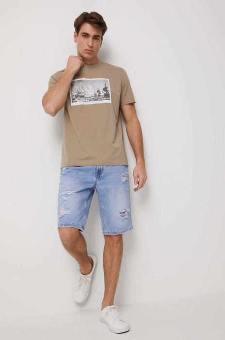 Бавовняна футболка Medicine чоловічий колір бежевий з принтом (3239802)