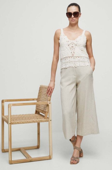 Бавовняний топ Medicine колір бежевий