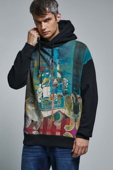 Бавовняна кофта Medicine чоловіча колір чорний з капюшоном з принтом (2881098) Бавовняна кофта Medicine чоловіча колір чорний з капюшоном з принтом (2881098)