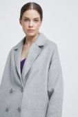 Вовняне пальто Medicine колір сірий перехідний двобортний Вовняне пальто Medicine колір сірий перехідний двобортний