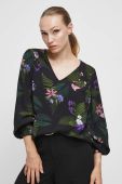 Блузка Medicine жіноча колір чорний принт квіти