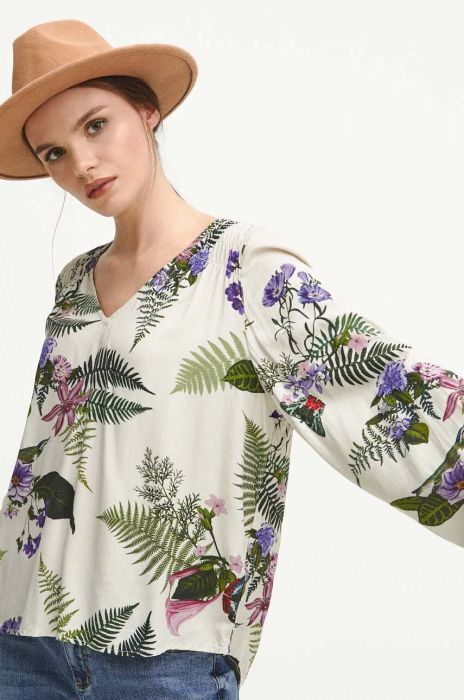 Блузка Medicine жіноча колір бежевий візерунок (3633984) Блузка Medicine жіноча колір бежевий візерунок (3633984)