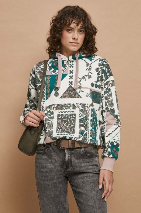 Кофта Medicine жіноча колір бежевий з капюшоном візерунок (3514334) Кофта Medicine жіноча колір бежевий з капюшоном візерунок (3514334)