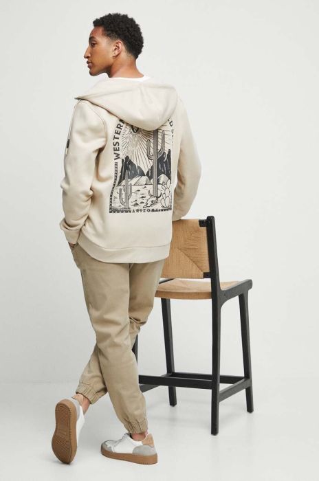 Кофта Medicine чоловіча колір бежевий з капюшоном з принтом (3440112) Кофта Medicine чоловіча колір бежевий з капюшоном з принтом (3440112)