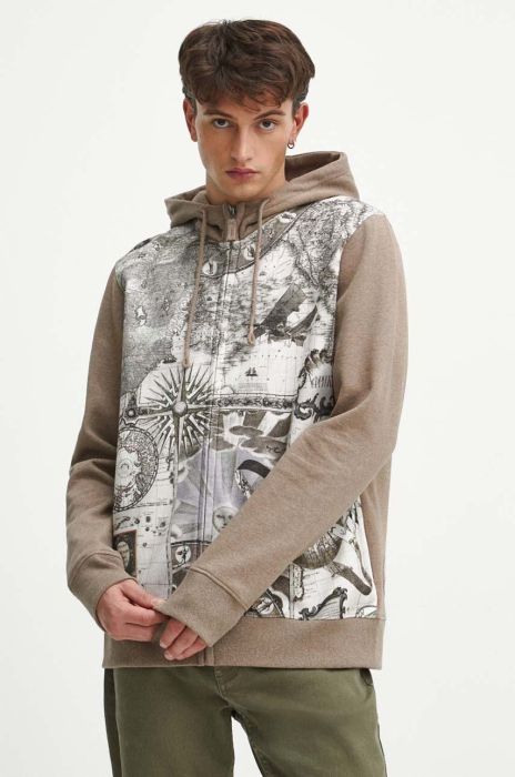 Кофта Medicine чоловіча колір бежевий з капюшоном з принтом (3658206) Кофта Medicine чоловіча колір бежевий з капюшоном з принтом (3658206)