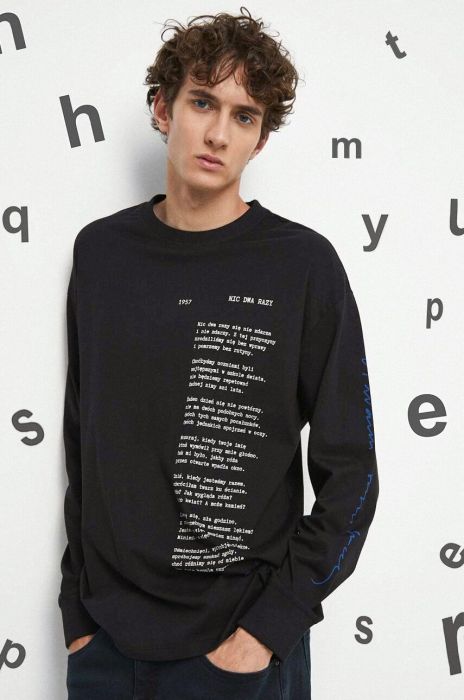 Бавовняний лонгслів Medicine колір чорний з принтом (3456273) Бавовняний лонгслів Medicine колір чорний з принтом (3456273)