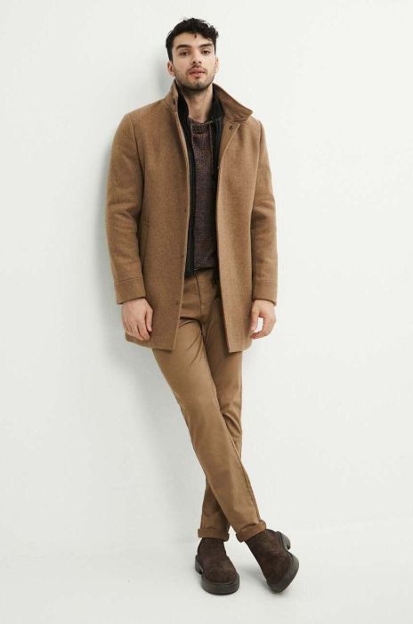Пальто з домішкою вовни Medicine колір коричневий зимовий Пальто з домішкою вовни Medicine колір коричневий зимовий