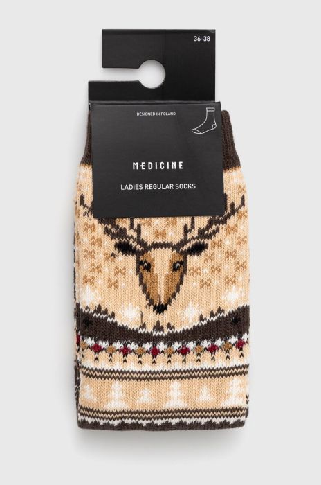 Бавовняні шкарпетки Medicine колір бежевий Бавовняні шкарпетки Medicine колір бежевий