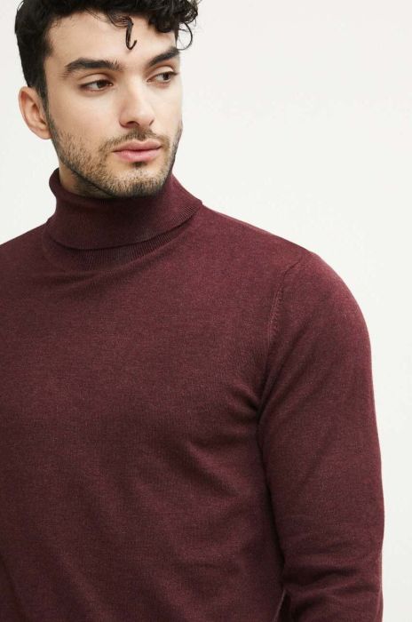 Светр Medicine чоловічий колір бордовий легкий гольф (3532246) Светр Medicine чоловічий колір бордовий легкий гольф (3532246)