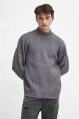 Светр з домішкою вовни Medicine чоловічий колір сірий теплий гольф