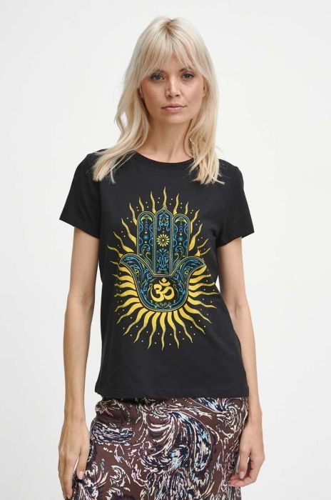 Бавовняна футболка Medicine жіночий колір чорний (3673509) Бавовняна футболка Medicine жіночий колір чорний (3673509)