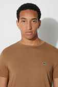 Бавовняна футболка Lacoste колір коричневий однотонний (3343612)