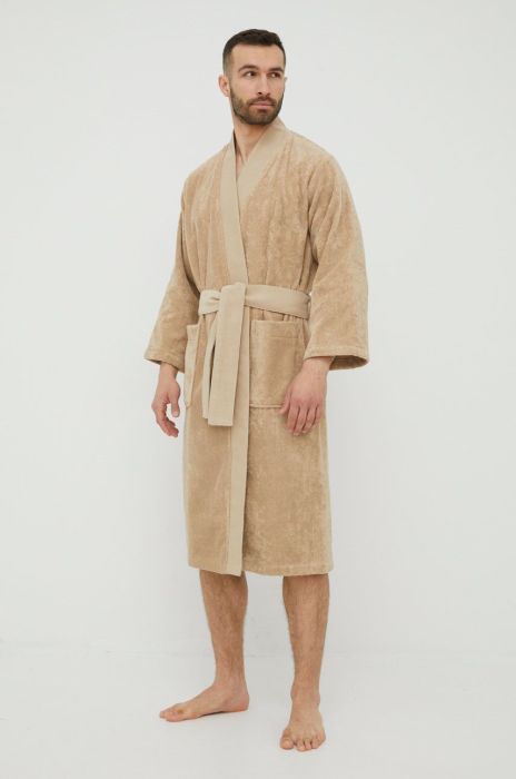 Бавовняний халат Kenzo колір бежевий Бавовняний халат Kenzo колір бежевий