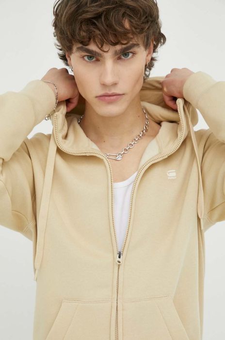 Кофта G-Star Raw чоловіча з капюшоном однотонна колір бежевий (3237188)