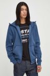 Кофта G-Star Raw чоловіча колір синій з капюшоном однотонна Кофта G-Star Raw чоловіча колір синій з капюшоном однотонна