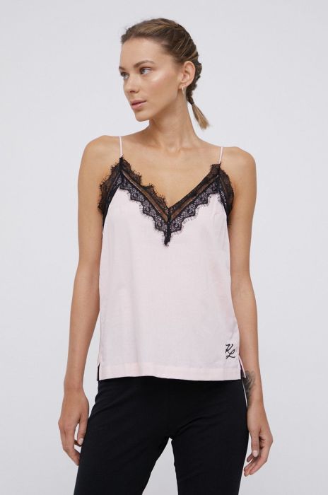 Піжамний топ Karl Lagerfeld колір рожевий Піжамний топ Karl Lagerfeld колір рожевий