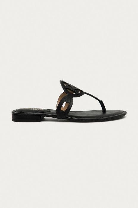Lauren Ralph Lauren - Шкіряні в'єтнамки колір чорний Lauren Ralph Lauren - Шкіряні в'єтнамки колір чорний