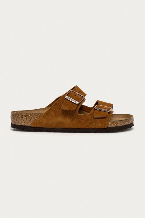 Шкіряні шльопанці Birkenstock Arizona чоловічі колір коричневий 1009526 Шкіряні шльопанці Birkenstock Arizona чоловічі колір коричневий 1009526