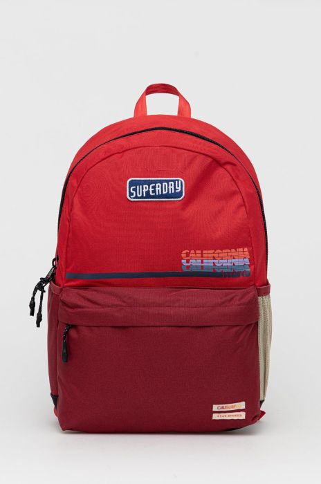 Рюкзак Superdry чоловічий колір червоний великий з аплікацією