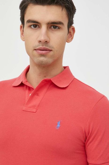 Бавовняне поло Polo Ralph Lauren однотонний колір червоний (2850580)