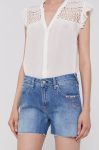 Шорти Pepe Jeans жіночі з аплікацією колір блакитний Шорти Pepe Jeans жіночі з аплікацією колір блакитний
