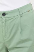 Шорти BOSS жіночі колір зелений однотонні середня посадка
