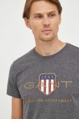 Бавовняна футболка Gant колір сірий з принтом Бавовняна футболка Gant колір сірий з принтом