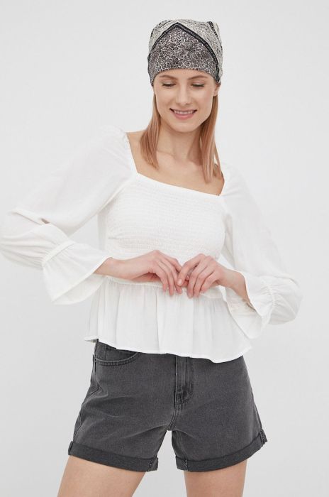 Блузка Only жіноча колір білий однотонна