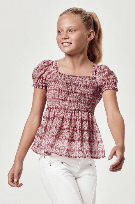 Дитяча блузка Mayoral колір фіолетовий візерунок