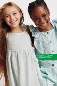 Льняна блузка United Colors of Benetton колір бежевий візерунок Льняна блузка United Colors of Benetton колір бежевий візерунок