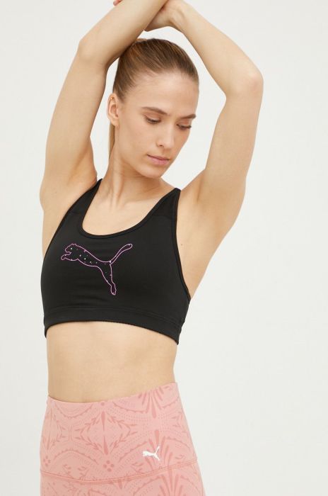 Спортивний бюстгальтер Puma 4keeps колір чорний Спортивний бюстгальтер Puma 4keeps колір чорний