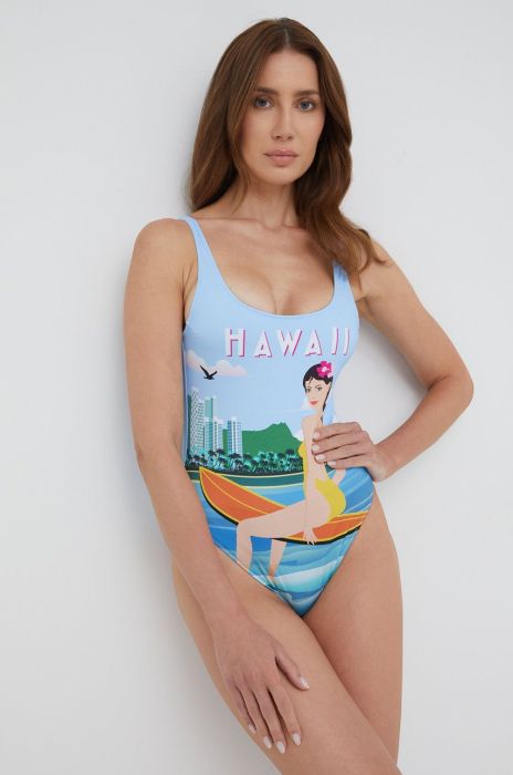 Суцільний купальник MC2 Saint Barth м'яка чашечка колір блакитний