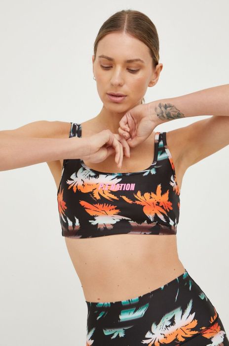 Спортивний бюстгальтер P.E Nation Oasis колір чорний візерунок Спортивний бюстгальтер P.E Nation Oasis колір чорний візерунок