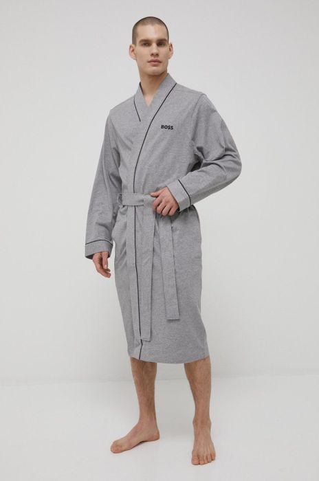 Бавовняний халат BOSS колір сірий (2188209) Бавовняний халат BOSS колір сірий (2188209)
